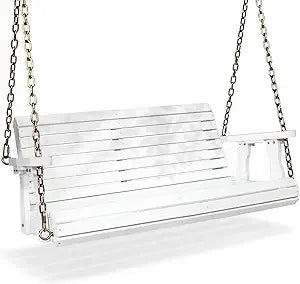 Heavy-duty wooden swing bench for patio garden and courtyard - 880 lbs capacity with hanging chains outdoor relaxation