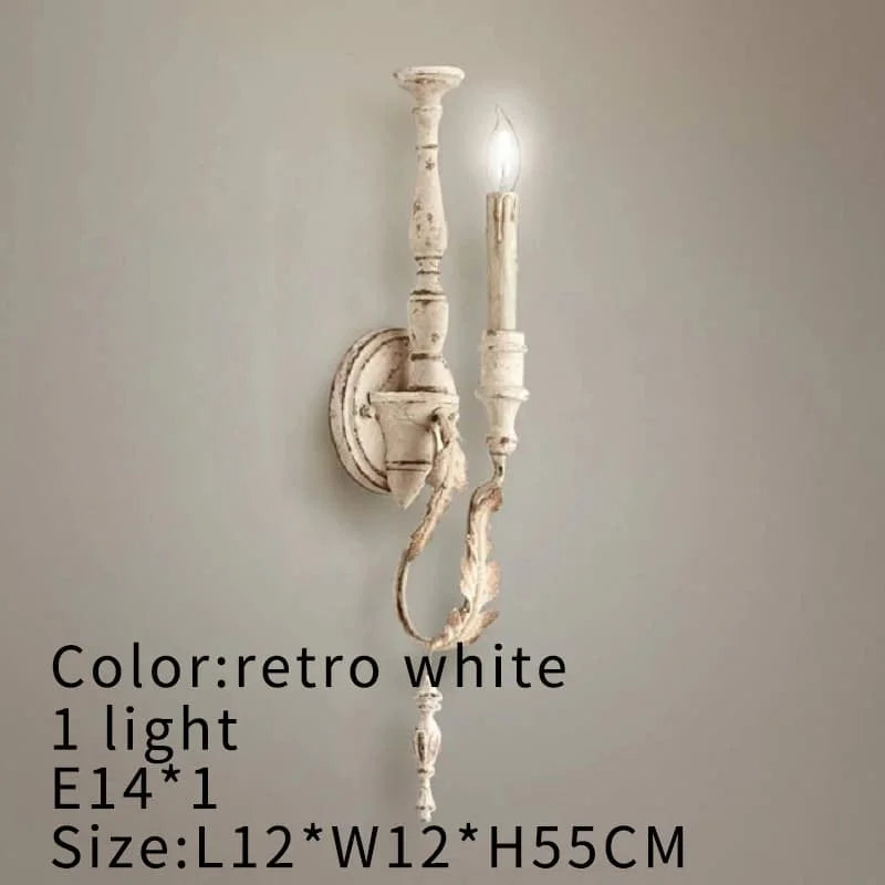 Vintage wood wall lamp for living room antique farmhouse candle sconce bedroom bedside mid century wooden lights - w12