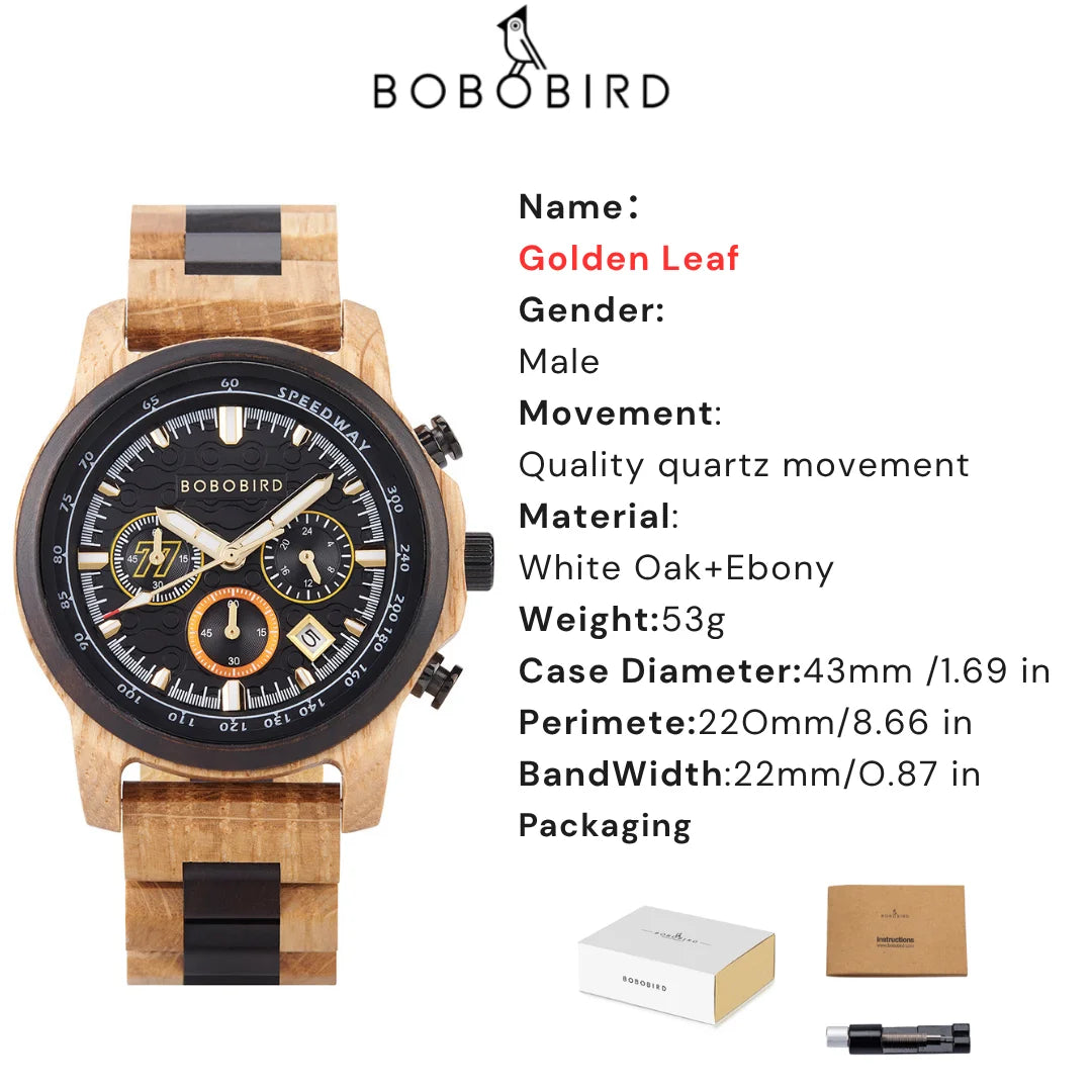 Bobobird men’s wooden watch classic style eco-friendly timepiece for business casual wear christmas gift him