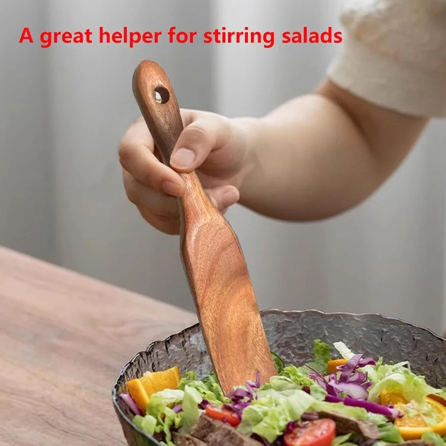 Wooden spurtle spatula for sourdough ter dough whisk baking cooking utensil jar scraper to reach bottom of containers