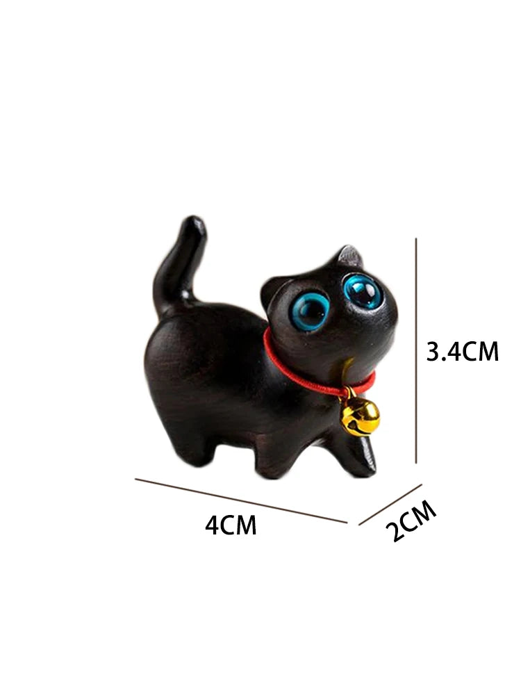 Mini natural wood cat dog miniatures hand-carved wooden puppy kitty figures room decor home decoration accessories - c2