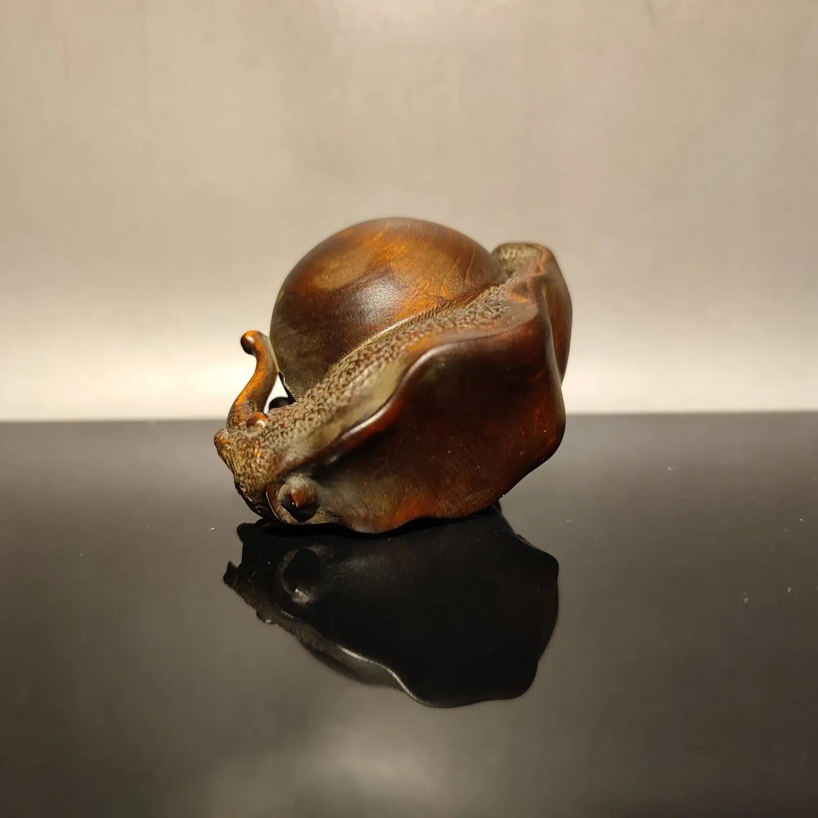 Vintage chinese carved home decor snail sculpture statue wood christmas gift art - china - decorative