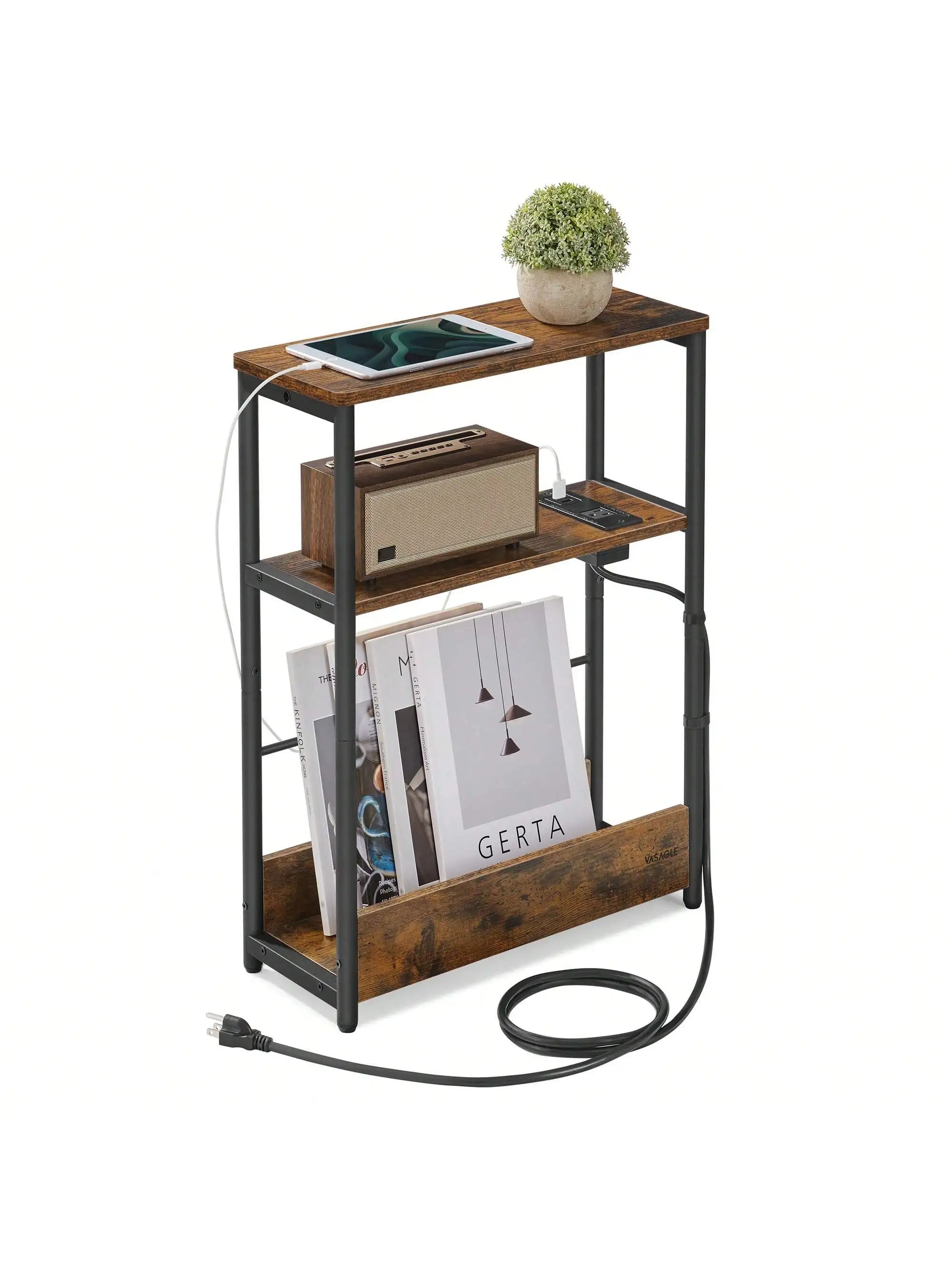 vasagle-side-table-with-charging-station-narrow-end-table-3-tier-nightstand-sofa-table-for-small-spaces-magazine-rack-fo