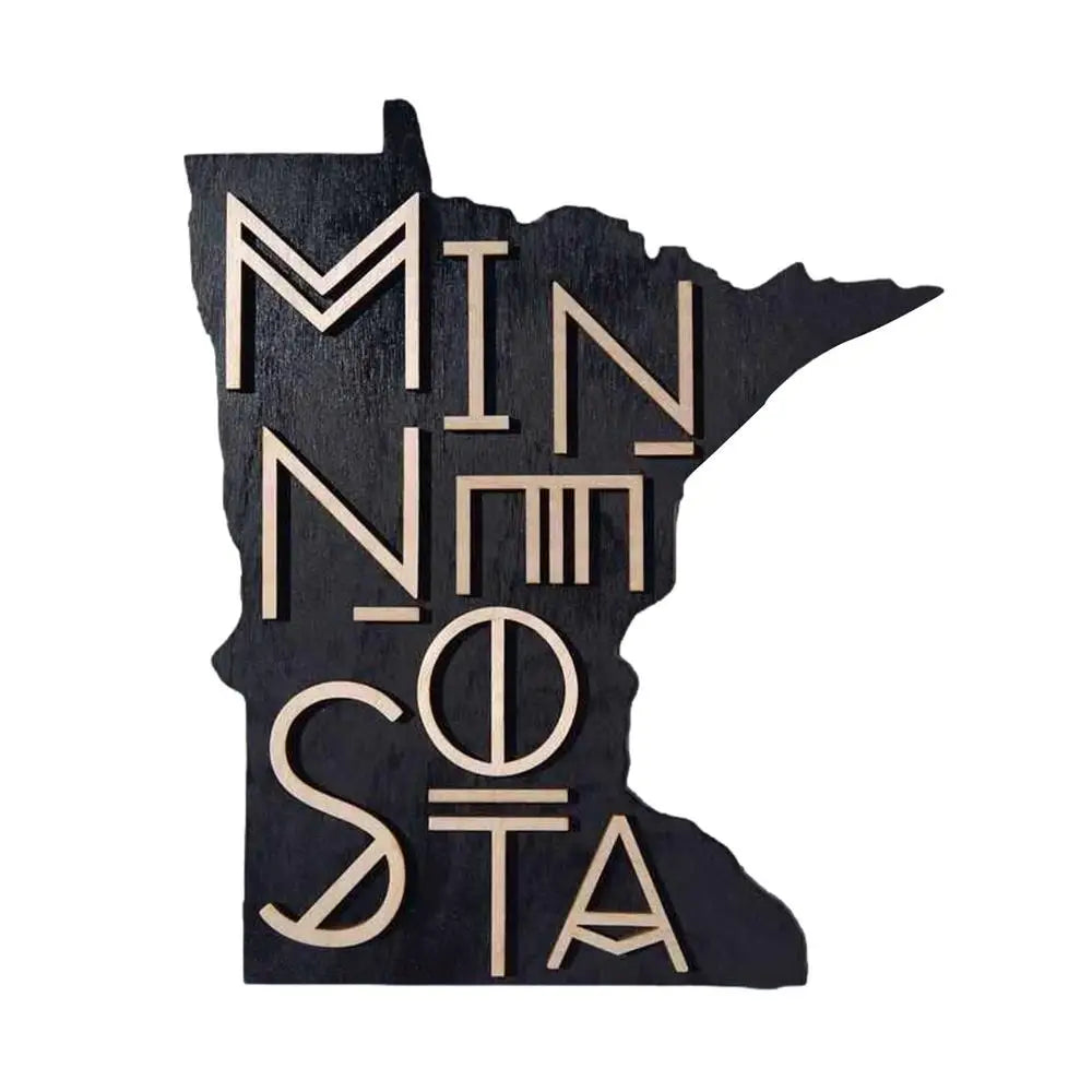 Rustic wood sign map cutout state shaped wall art us decoration pediments 3d ornament for homesick - black / cn