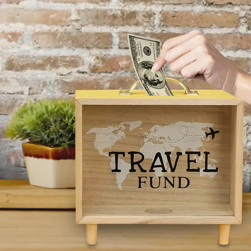 New adventure archive box wooden travel fund piggy bank ticket shadow with slot memories display frame perfect gift