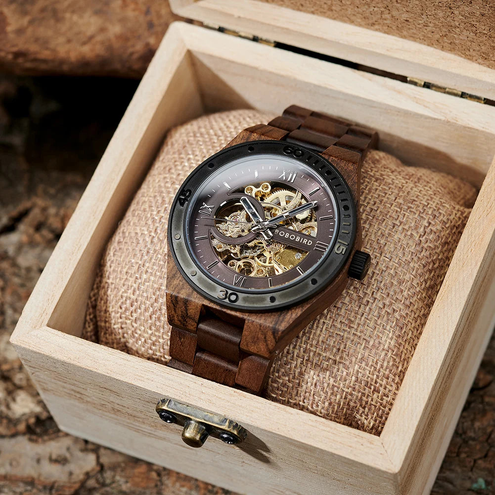 Top luxury men’s watches bobo bird mechanical wristwatch wooden relogio masculino custom father’s day gift box - 1