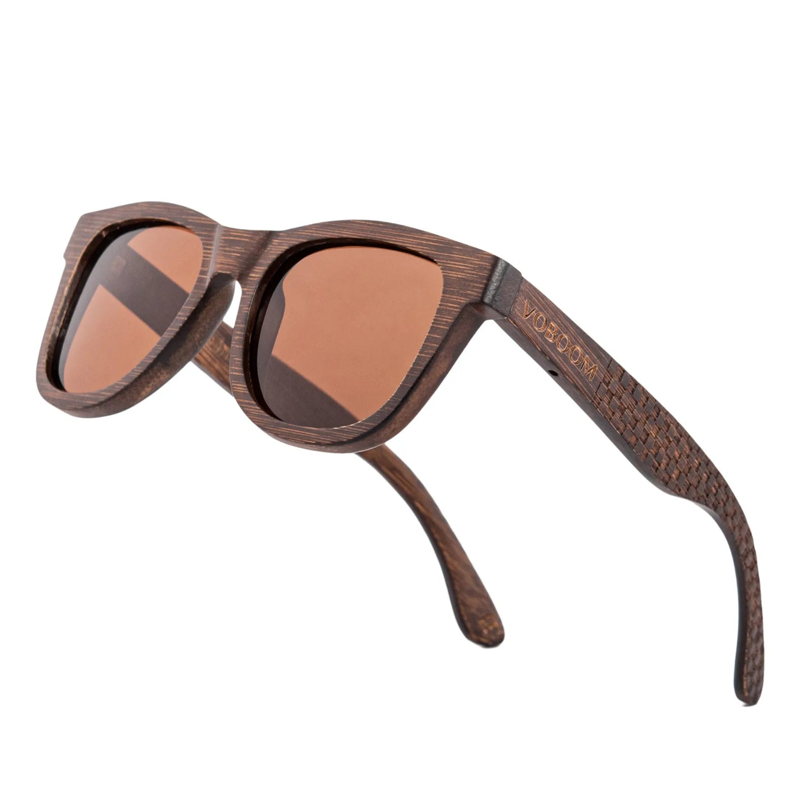 Voboom wooden sunglasses men black frame engraving letter handmade polarized lenses eyewear vv - brown style4