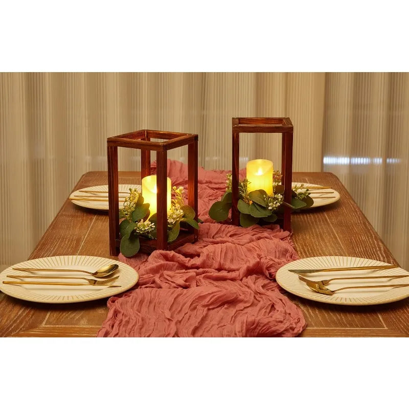 12 set wooden wedding lantern centerpiece candle holder for farmhouse table fireplace perfect t - united states