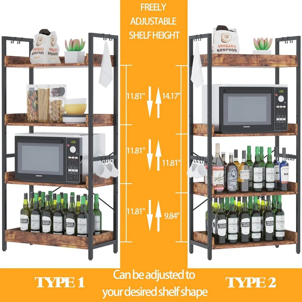 Stylish 4-tier wooden & black metal bookshelf adjustable vertical shelving for home office