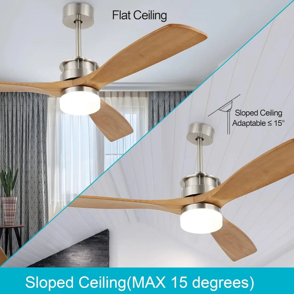 52’’ outdoor ceiling fan with lights wood light and remote for covered patios bedroom living room - united states