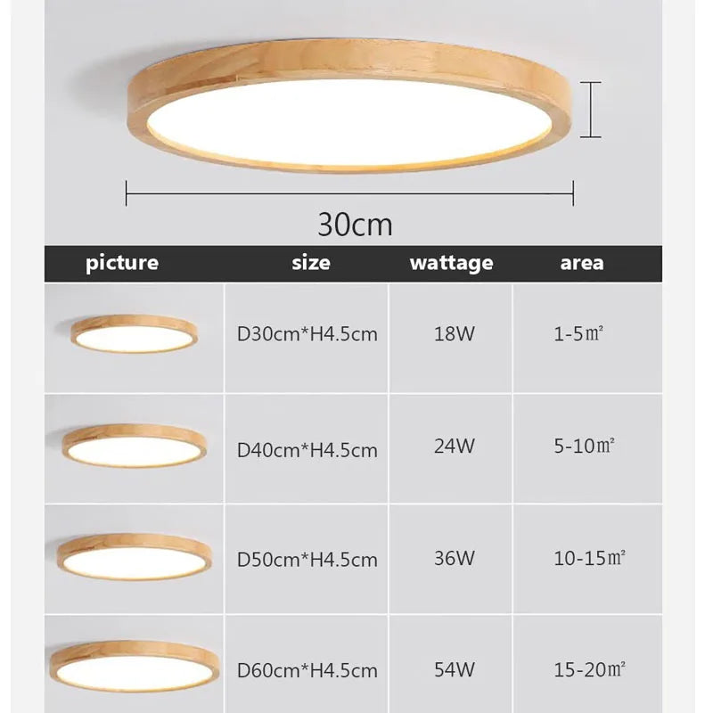 Nordic ultra-thin led wooden ceiling lights for living room bedroom lamp wood fixture lamp modern acrylic lampshade