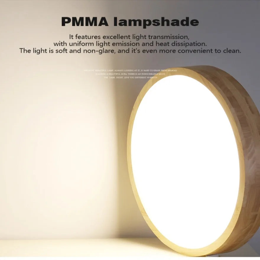 Nordic solid wood led ceiling light round grain lighting lamps kitchen living room bedroom indoor home decor lamp