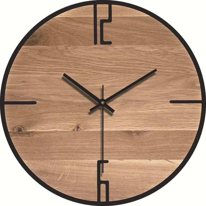 Wood grain wall clock transparent minimalist design hanging silent living room office art watch home decor hororloge