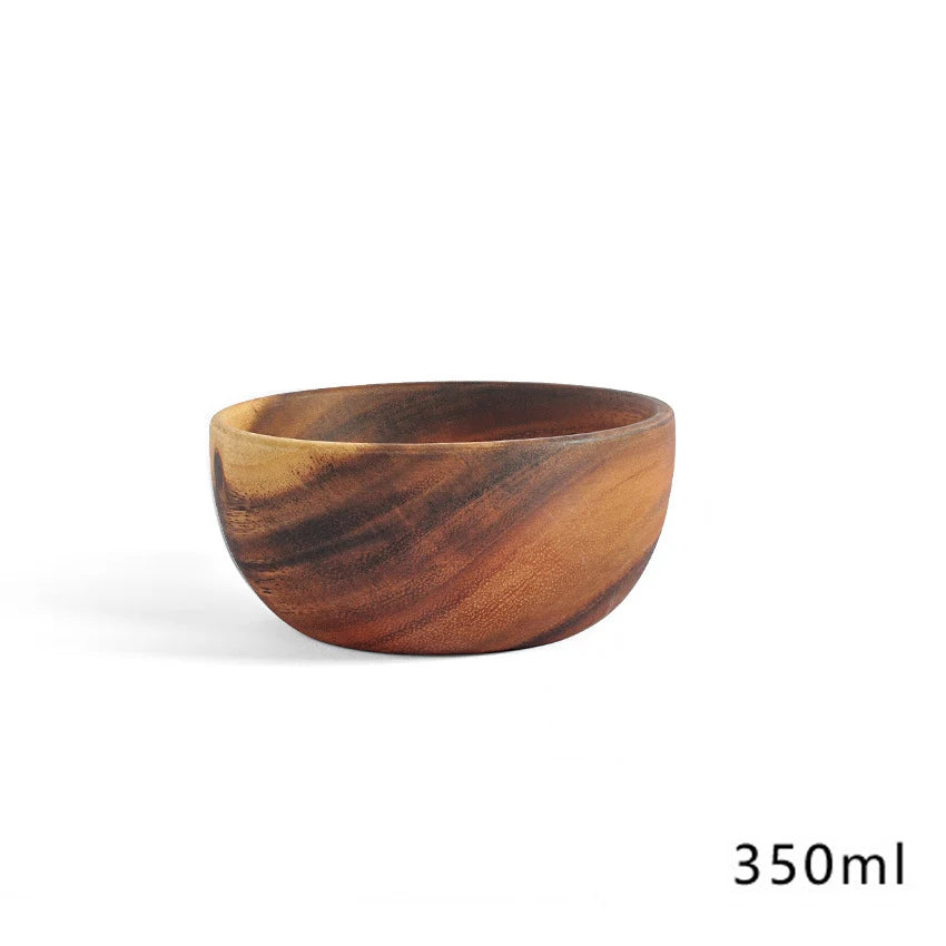 Leeseph wooden salad bowls food containers acacia woodensoup bowl fruit household kitchen cutlery basin - b - 350ml