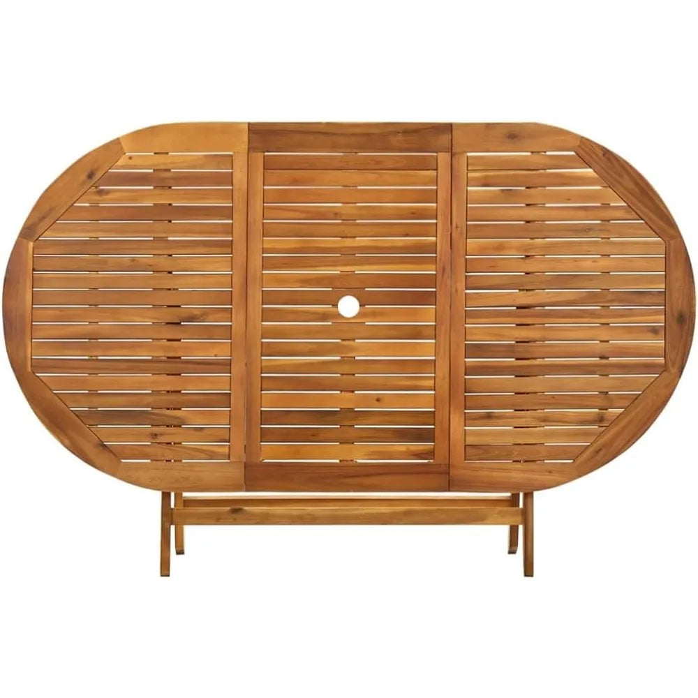 Vidaxl solid acacia wood folding patio table - elegant outdoor dining furniture for garden terrace - brown / united
