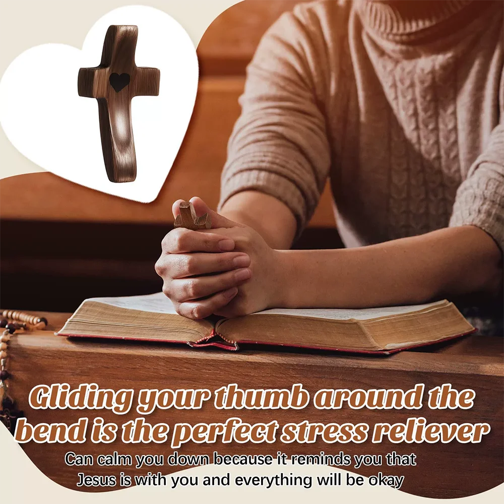 10pcs wooden cross decorations fidget for anxiety relief multi-functional spiritual symbols home and office - decorative