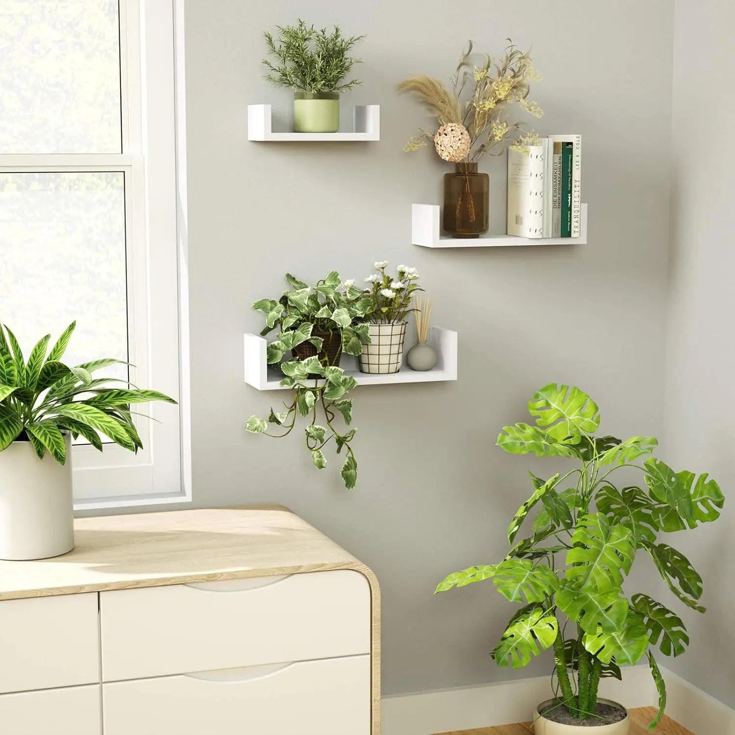 Floating shelves wall mounted solid wood white - united states / 1white