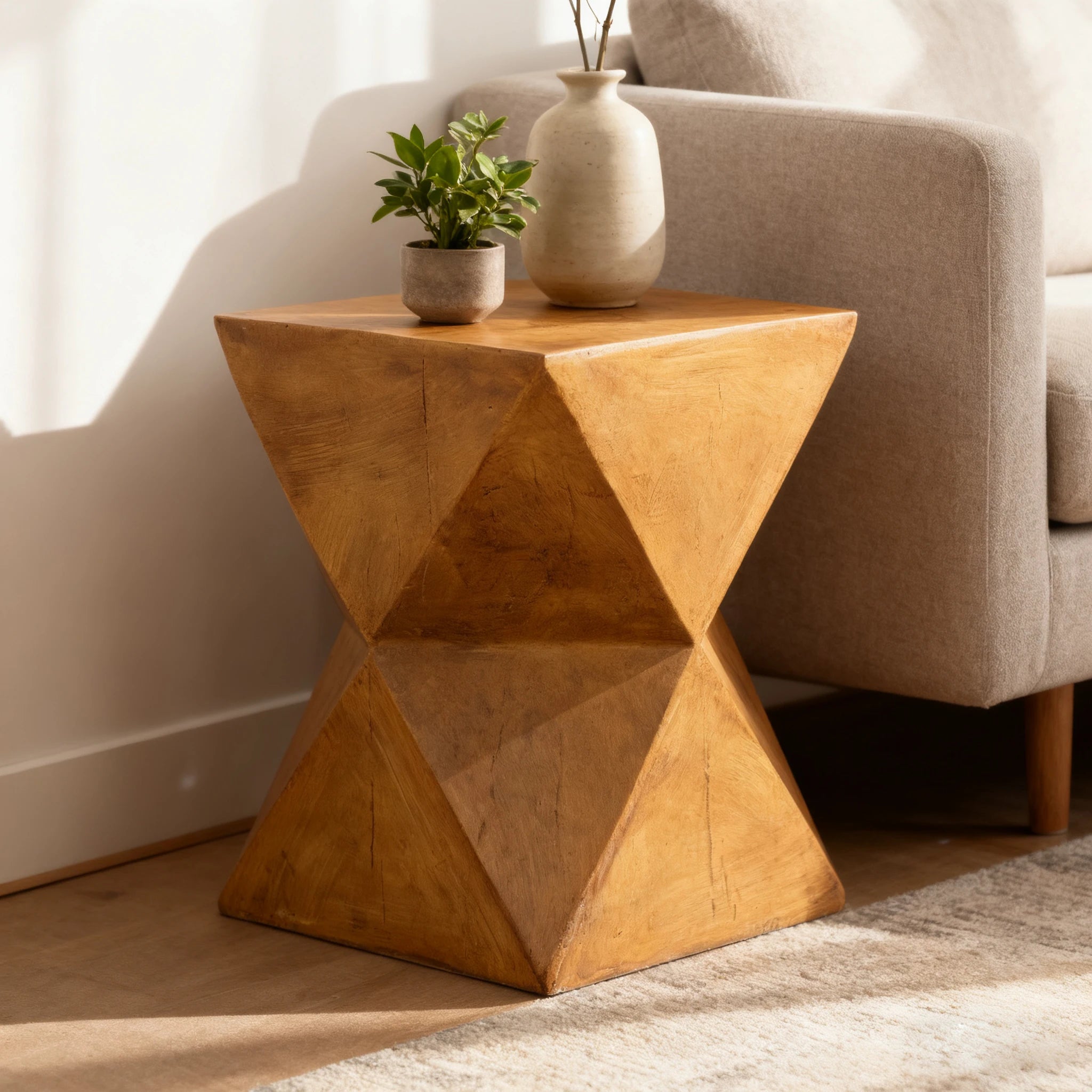 Vintage wooden side table small coffee end nightstand furniture storage organizer for styling your home