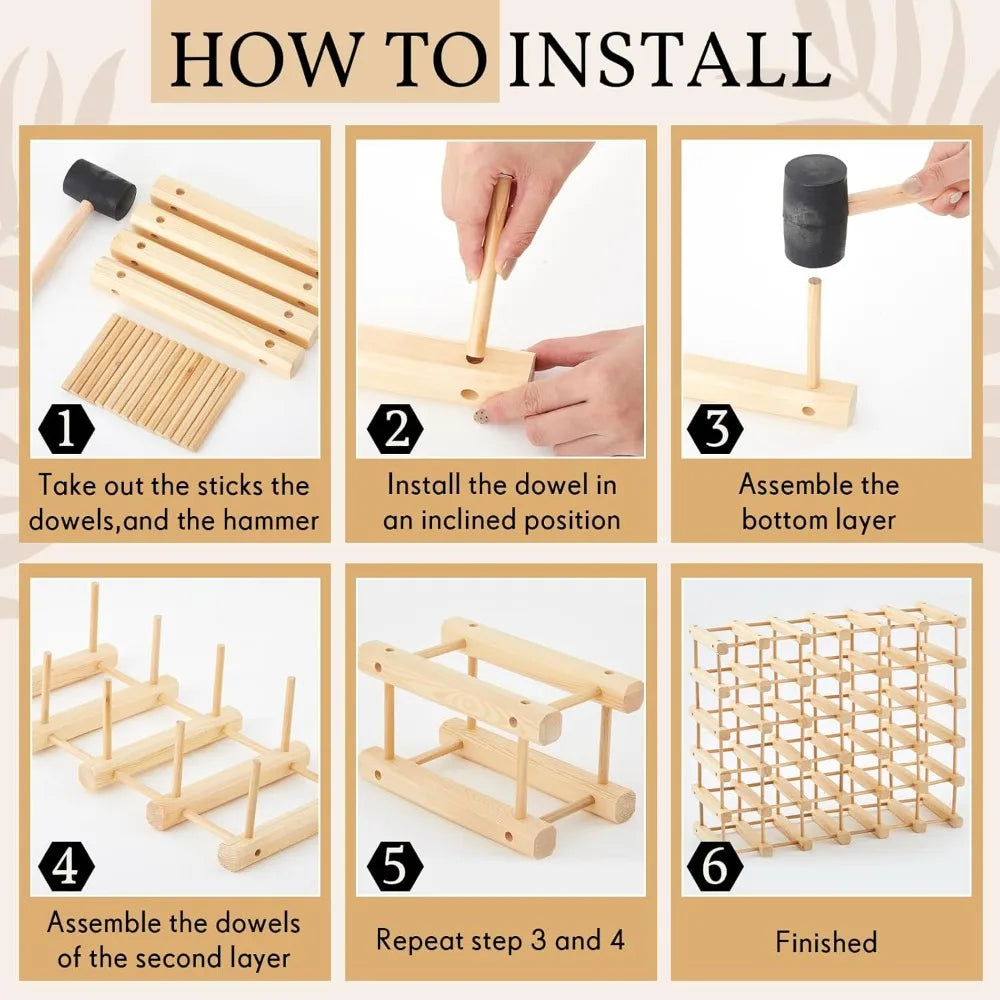 36 bottles wooden wine rack stackable modular storage diy assembly bottle holder cabinet for inside - united states