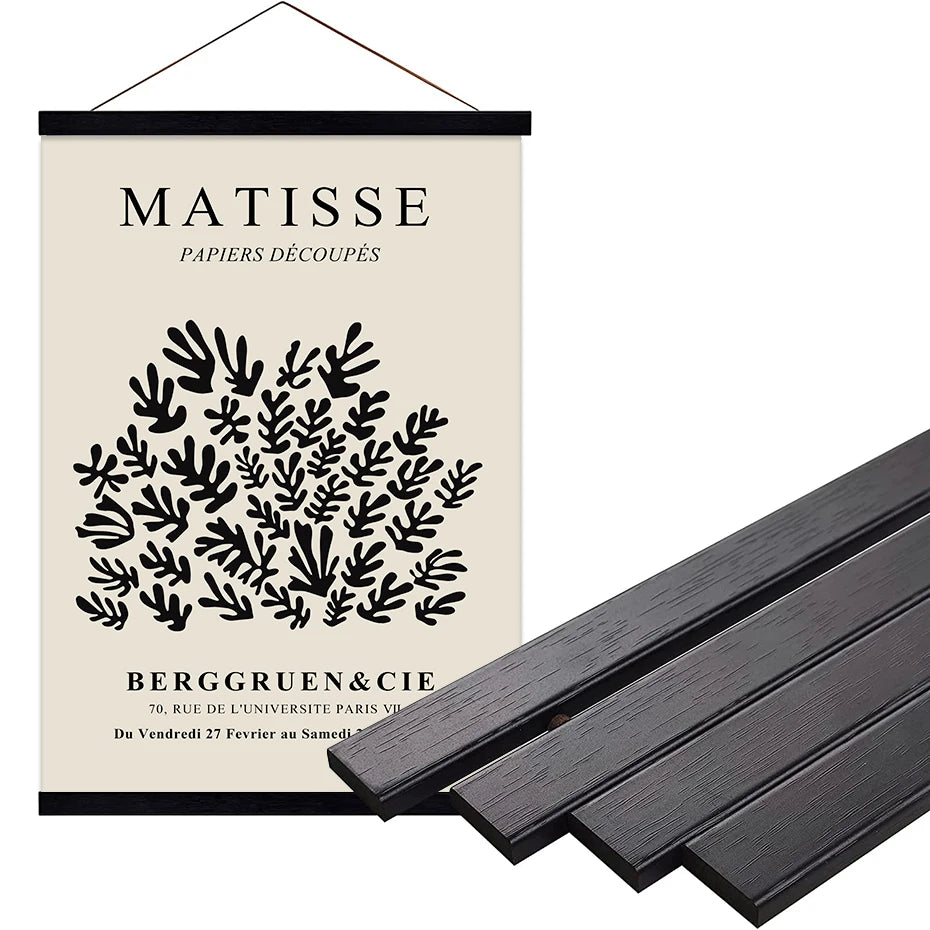 Magnetic wooden picture hanger frames poster photos wall art canvas prints paintings teak pine wood living room home