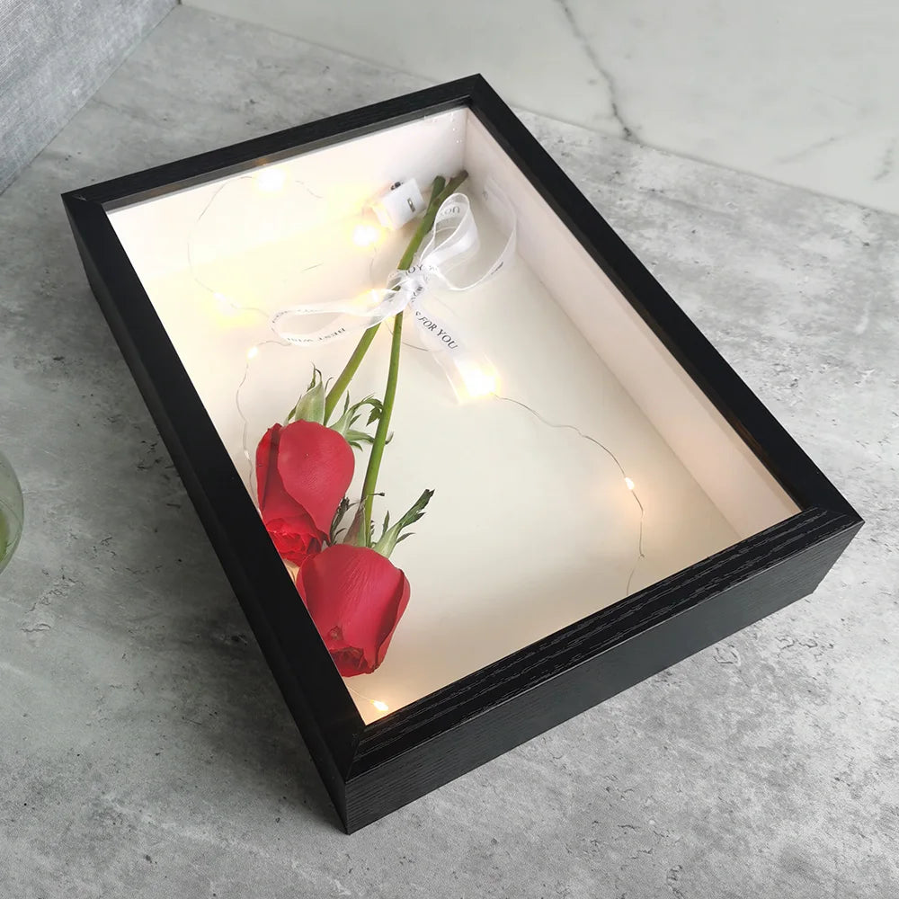 Shadow box frames bouquet display flower case depth 3cm wooden photo frame for displaying three-dimensional gift