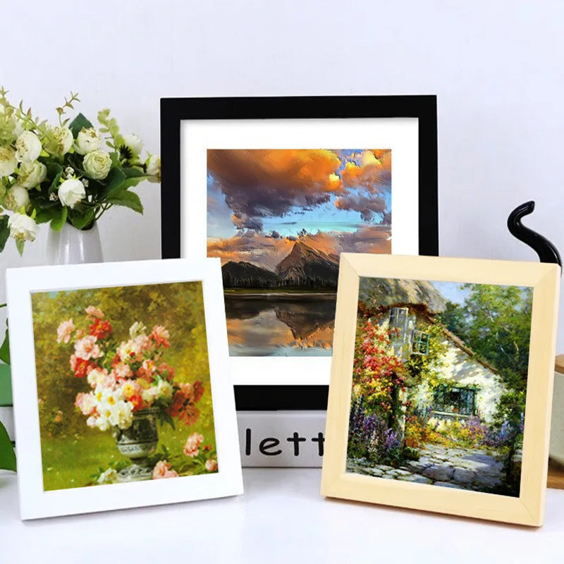 Square wood photo frame for wall hanging 20x20cm 30x30cm wedding picture stand pictures home decor gift