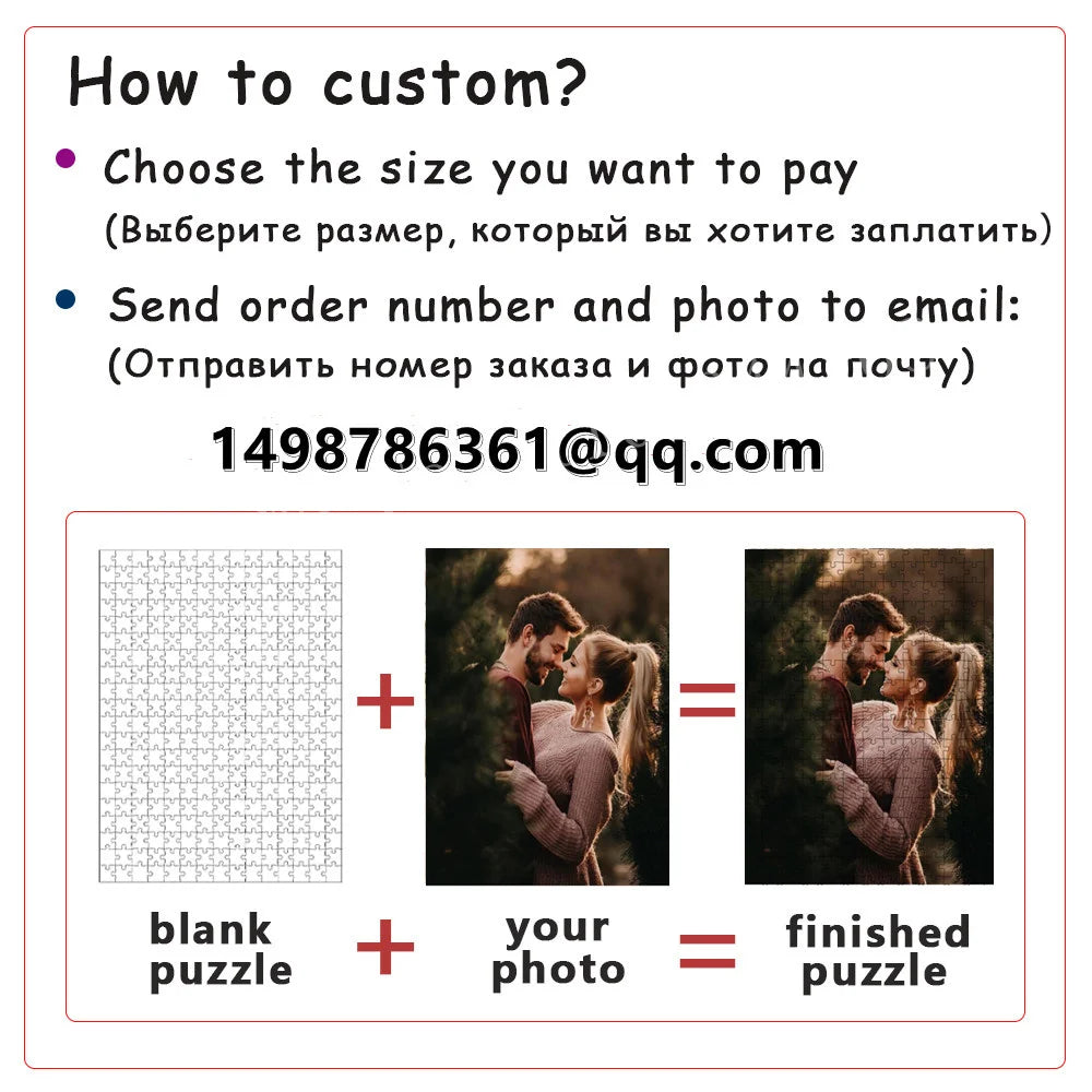 Photo custom jigsaw puzzle 1000 pieces for adults kids educational toys puzzles board game assembling picture