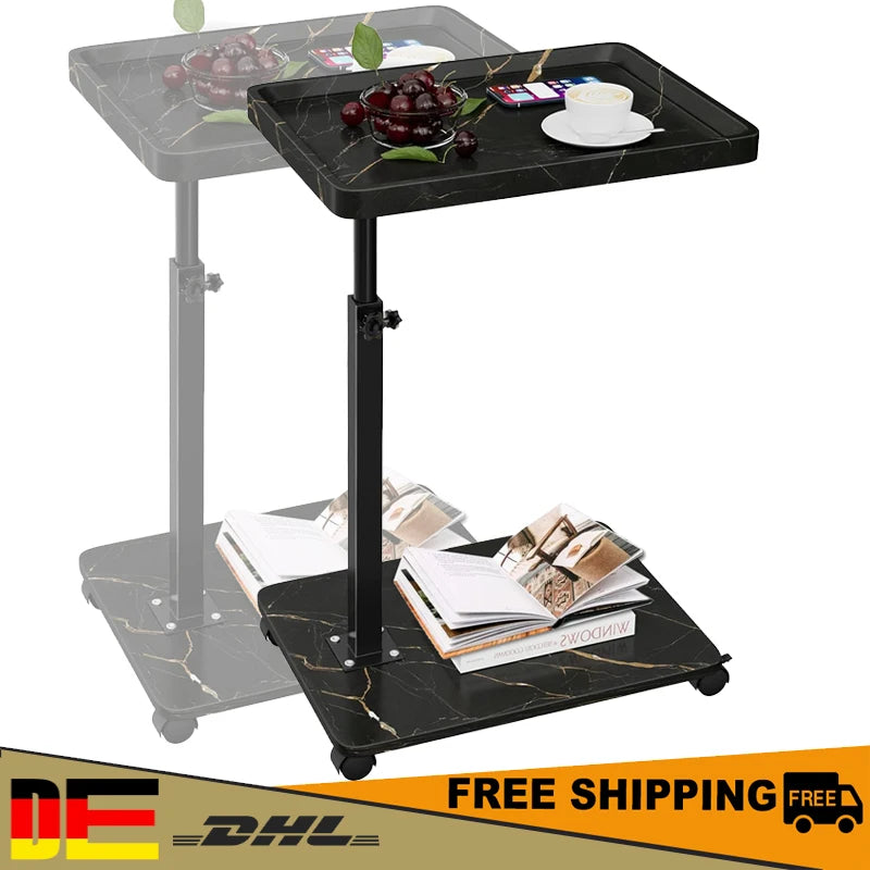 Wooden sofa corner table bedside laptop desk for living room bedroom movable small c-shape lifting side