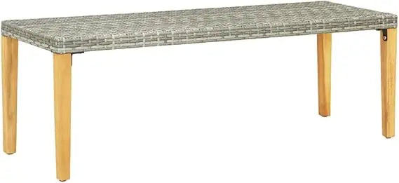 Vidaxl patio bench – outdoor seating with weather-resistant poly rattan and acacia wood frame modern gray garden
