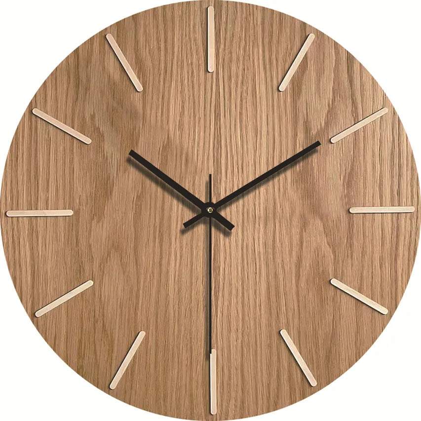 Wood grain wall clock transparent minimalist design hanging silent living room office art watch home decor hororloge