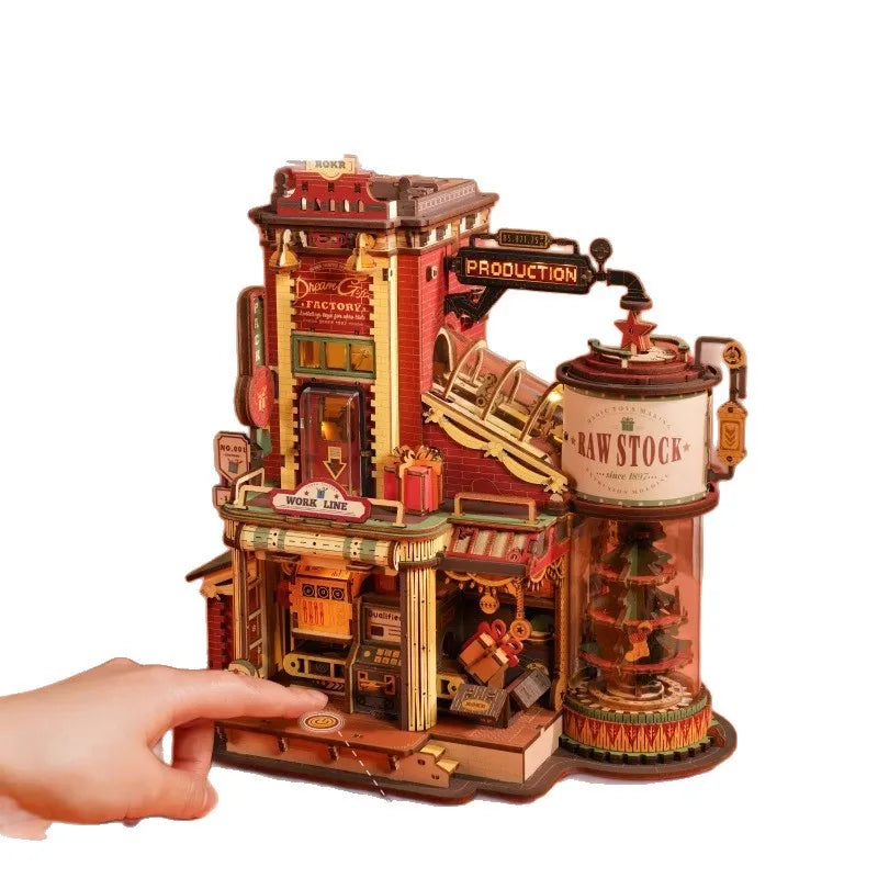 Robotime rokr 3d wooden puzzle cuckoo clock kit/dream gift factory/book nook kits diy model kit kids adults christmas