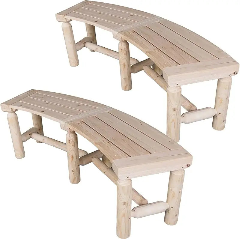 (uux)outdoor wooden curved backless porch rustic style cedar/fir wood log fire pit bench for patio garden deck and back