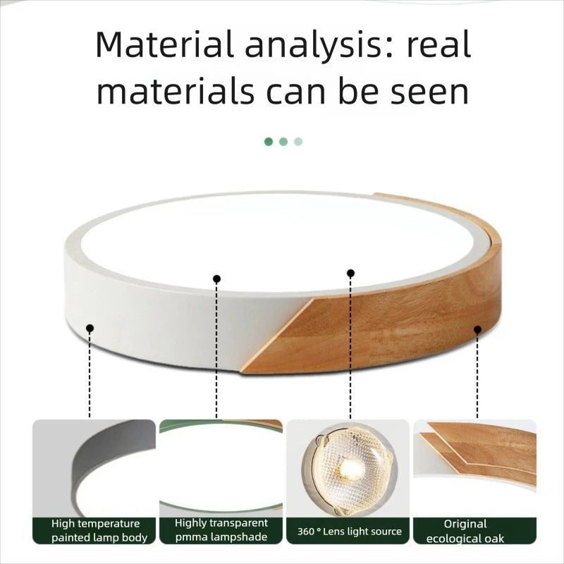 Nordic led ceiling light wooden macaroon circular lamp modern simple bedroom balcony study home decor lighting