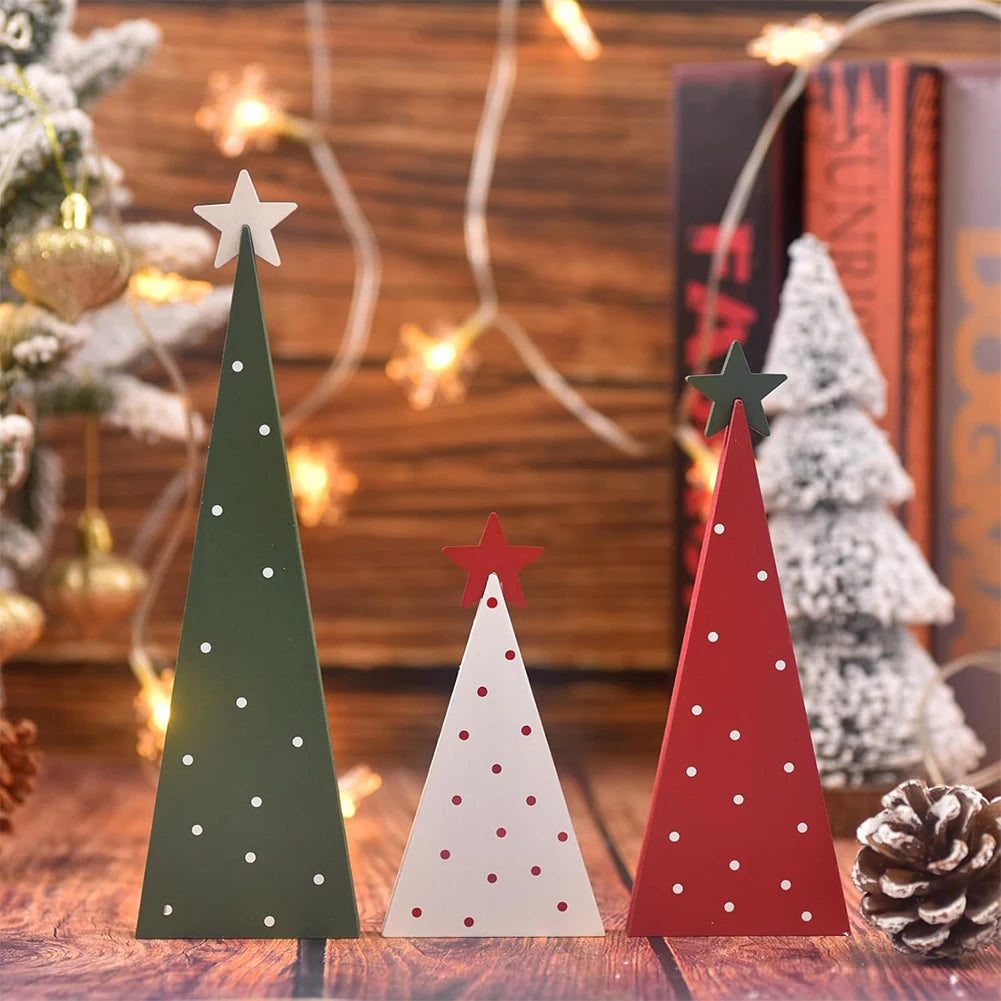 3pcs xmas trees tabletop decorations detachable star christmas tree wood sign multi-purpose for fireplace farmhouse