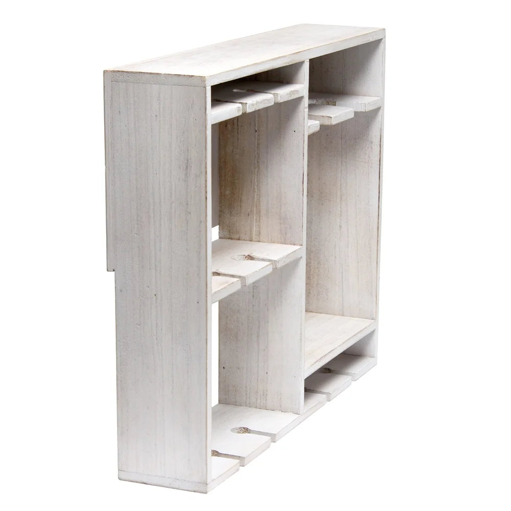 Wall mounted wood wine rack shelf with stemware holder kitchen dining room bar rustic farmhouse decor storage solution