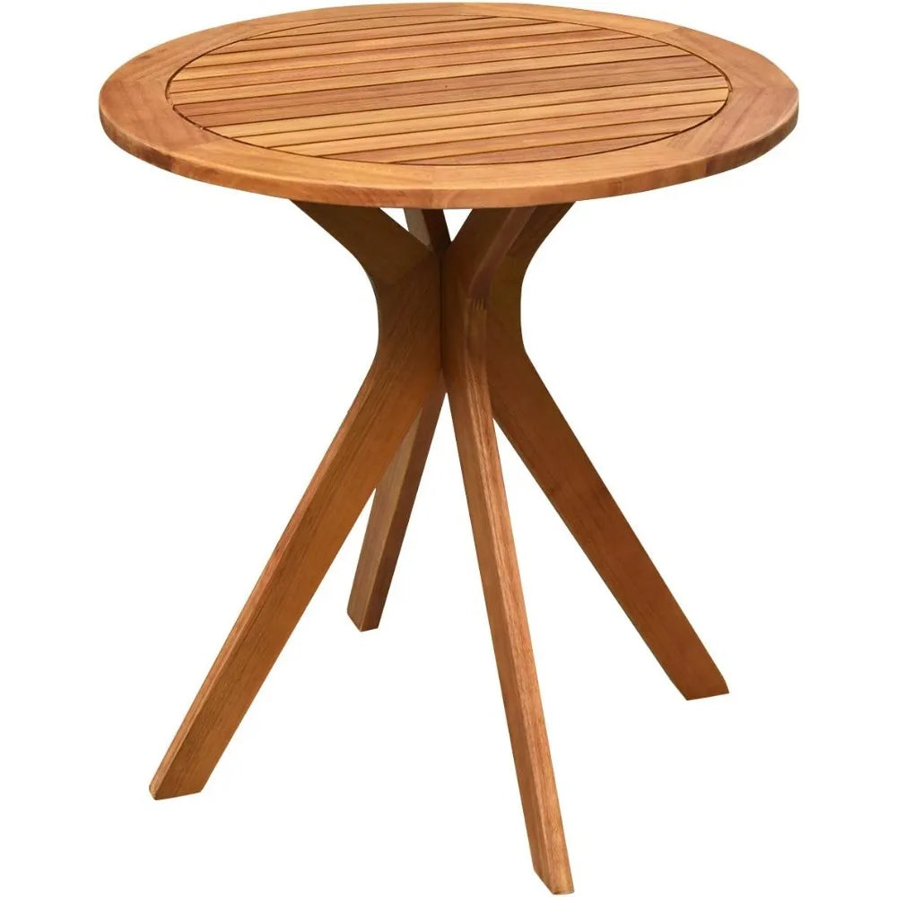 27.5 inch eucalyptus wood outdoor patio bistro table round wooden w/x base coffee side for garden, - united states