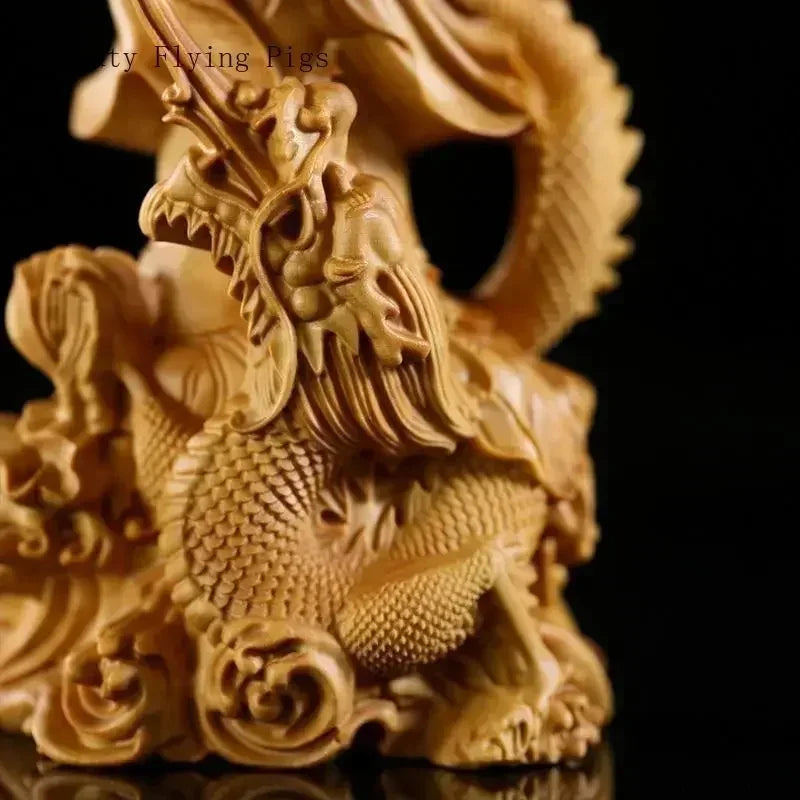1 pc solid wood carving dragon guanyin desktop decoration living room bookcase crafts daily gift giving pray