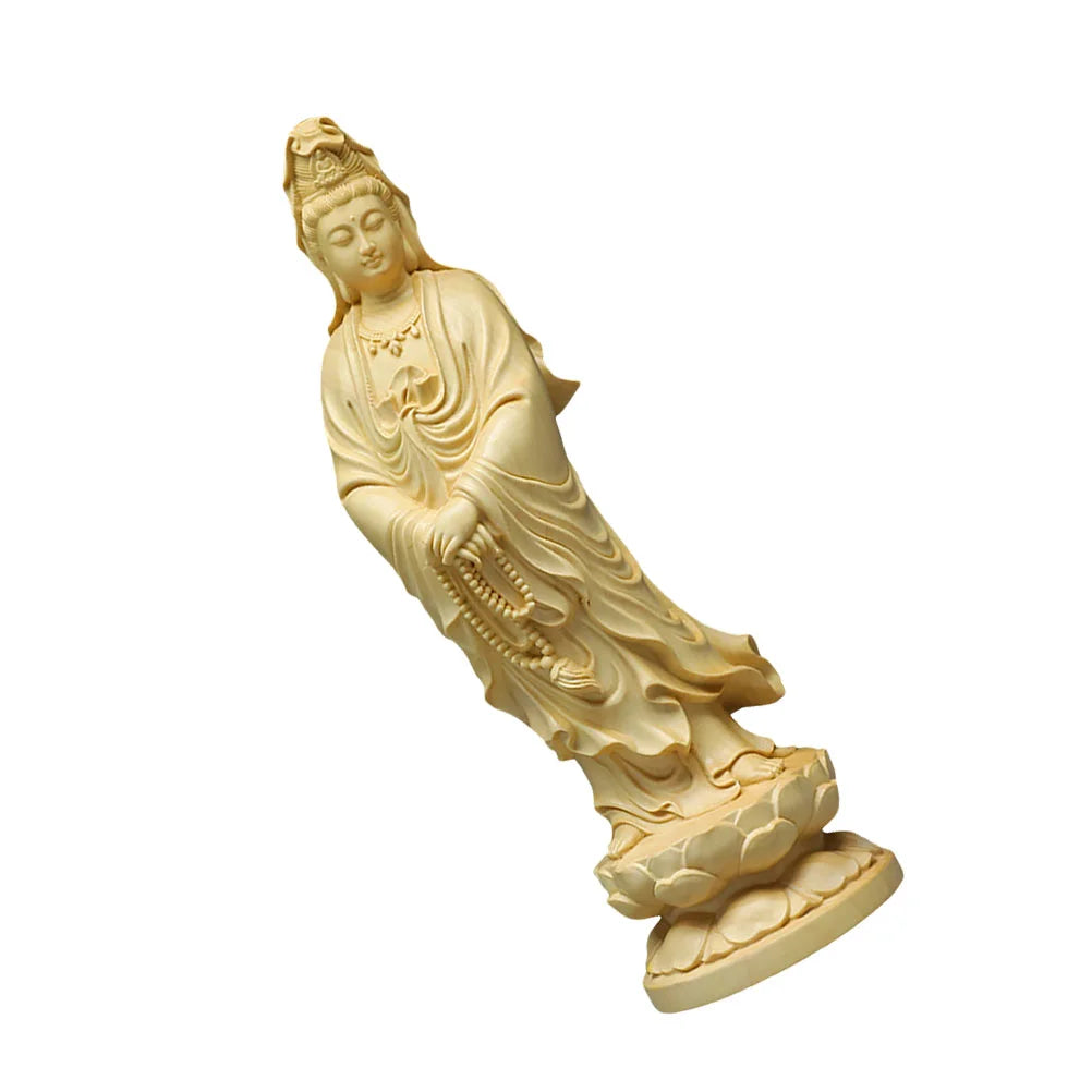 Wooden statue buddha sculpture home decor desktop nament office adornment statues craft garden accessories religious