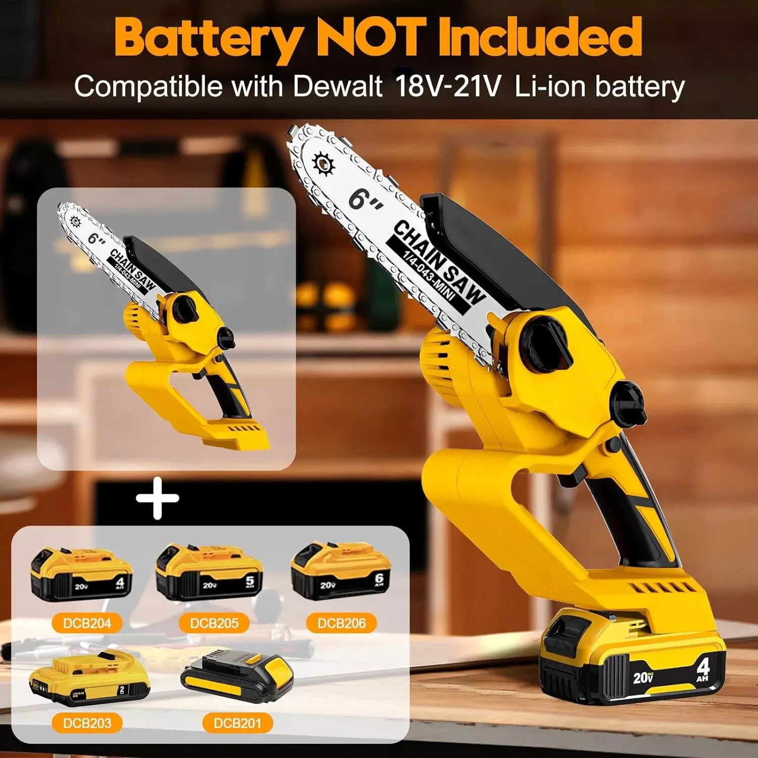 6 inches mini chainsaw dewalt 20v max battery cordless hand-held pruning saw power tools for garden logging woodworking