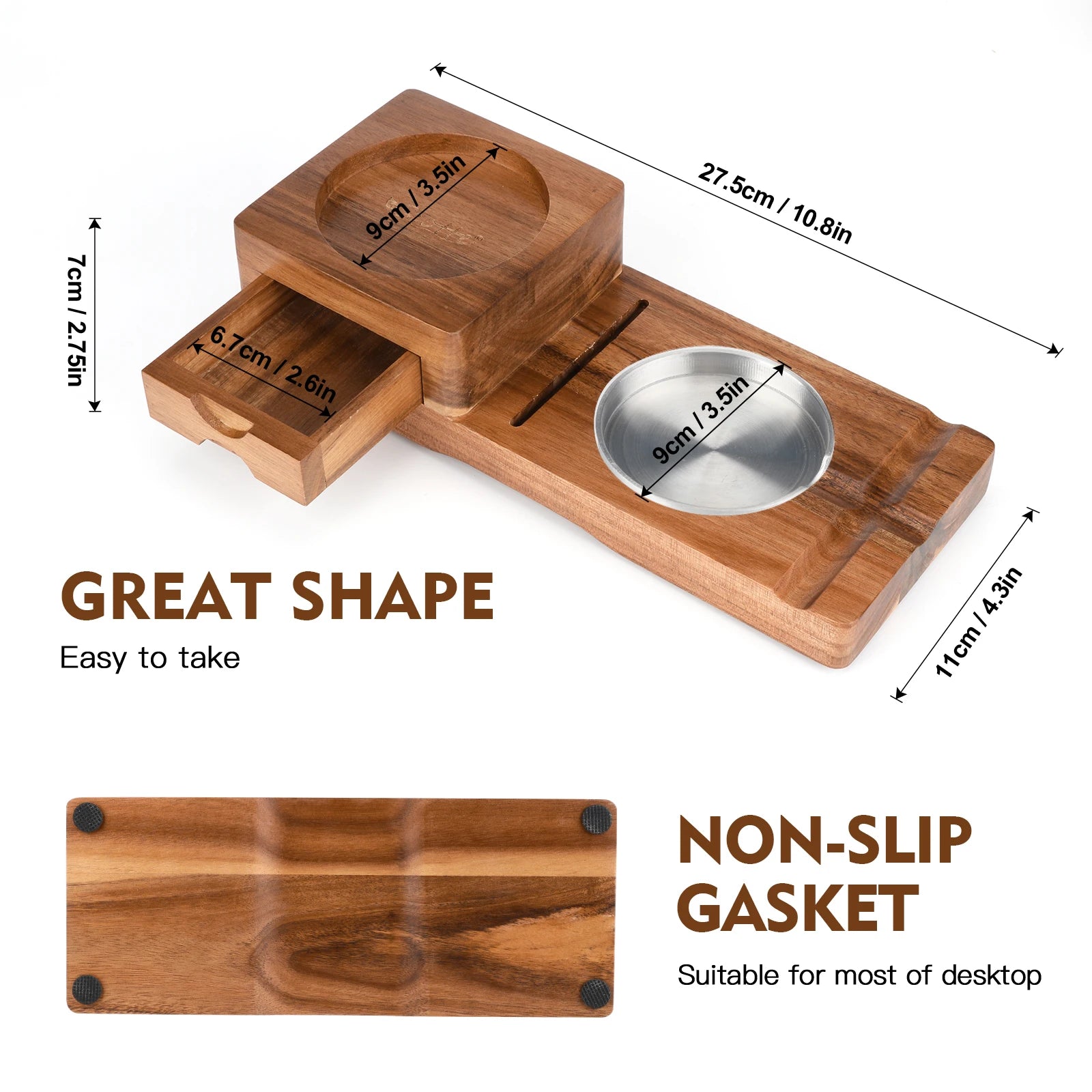 Scotte ashtray coaster whiskey glass tray & wooden ash with cigar cutter includes drawer and slot