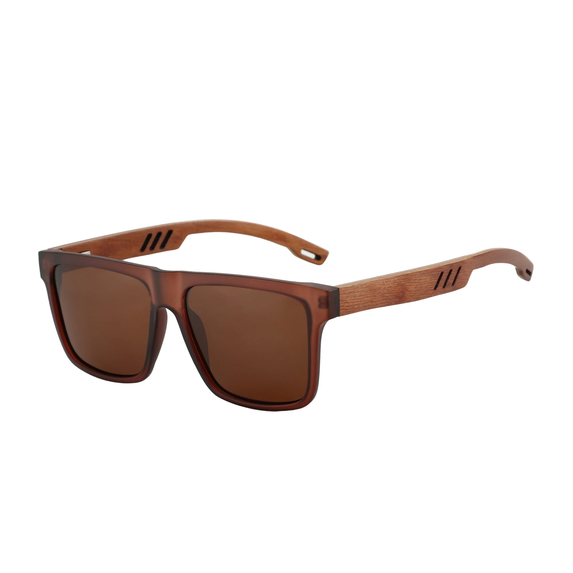 Zenottic walnut wood sunglasses with dark polarized lenses for men and women | uva/uvb ray protection - 002 / znottic