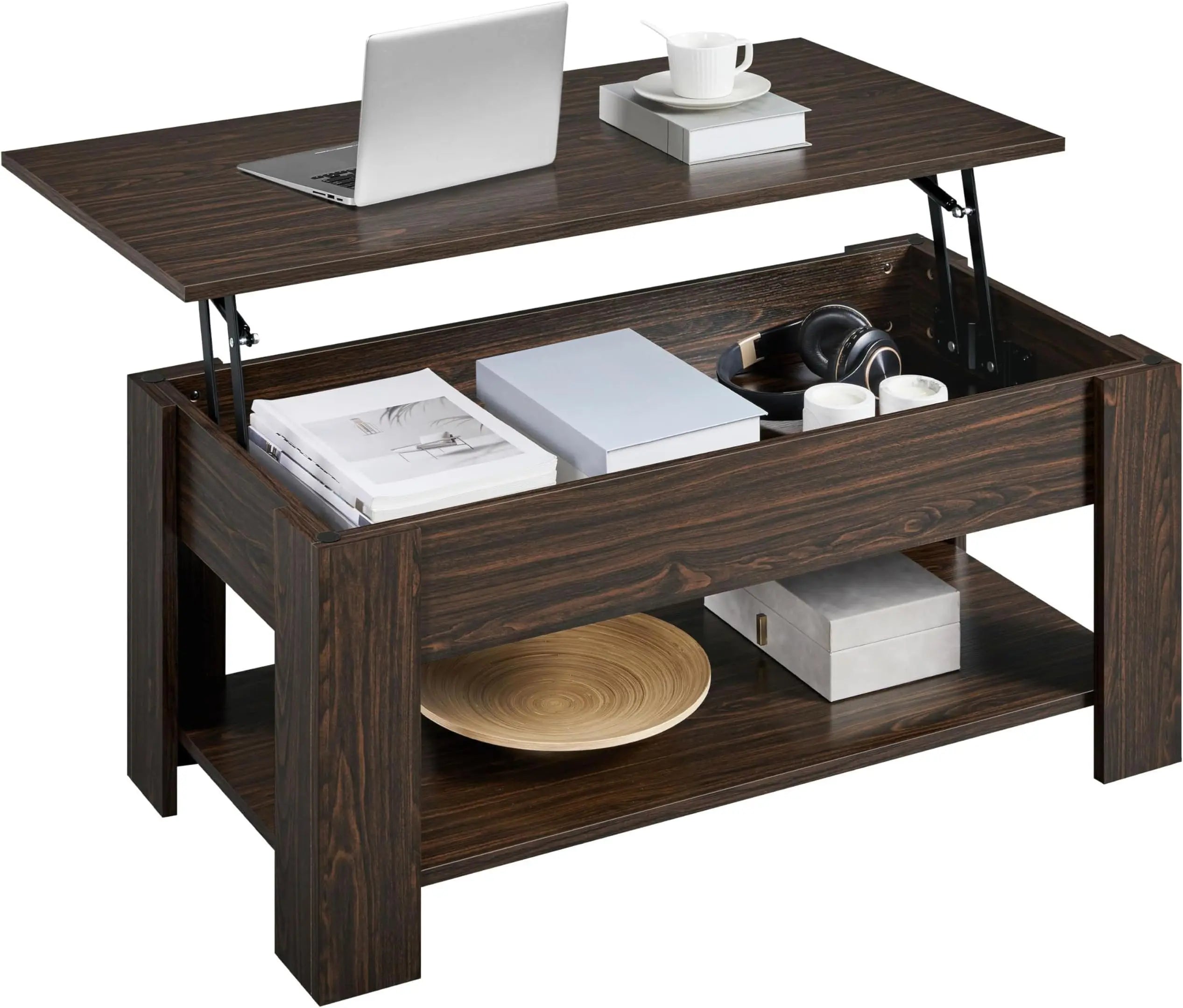 39 inch or 47’’ lift top coffee table with hidden large storage shelf and compartment lifted wooden dining for living