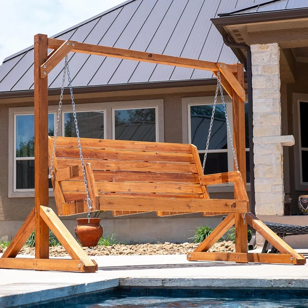 Heavy duty wooden swing frame for adults kids stable porch bench stand outdoor backyard 800 lbs capacity br - united