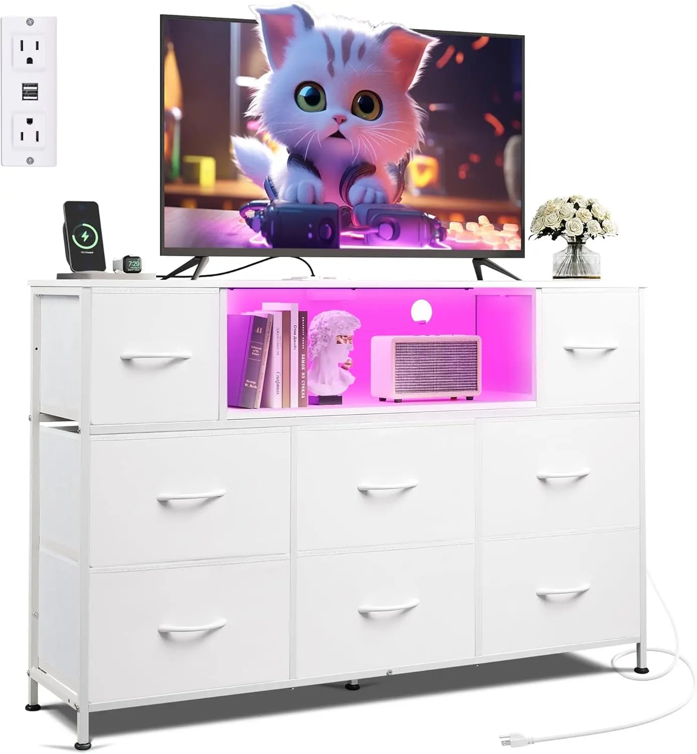 Dresser for bedroom,tv stand bedrooms 50,55 inch tvs,8 drawer dressers fores living room,led lightstvstand fors bedroom
