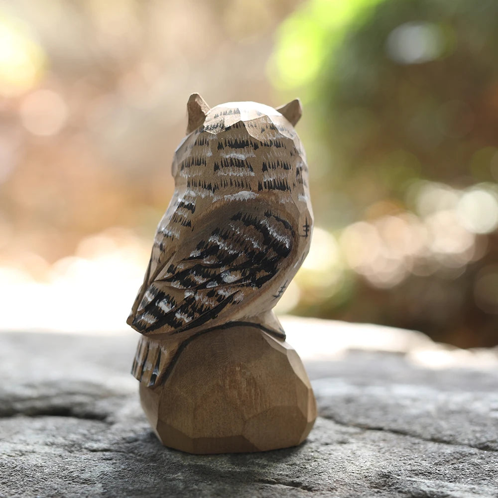 Handcrafted wood carving home decorations decoraciones para el hogar desk accessories room decor handmade owl statue