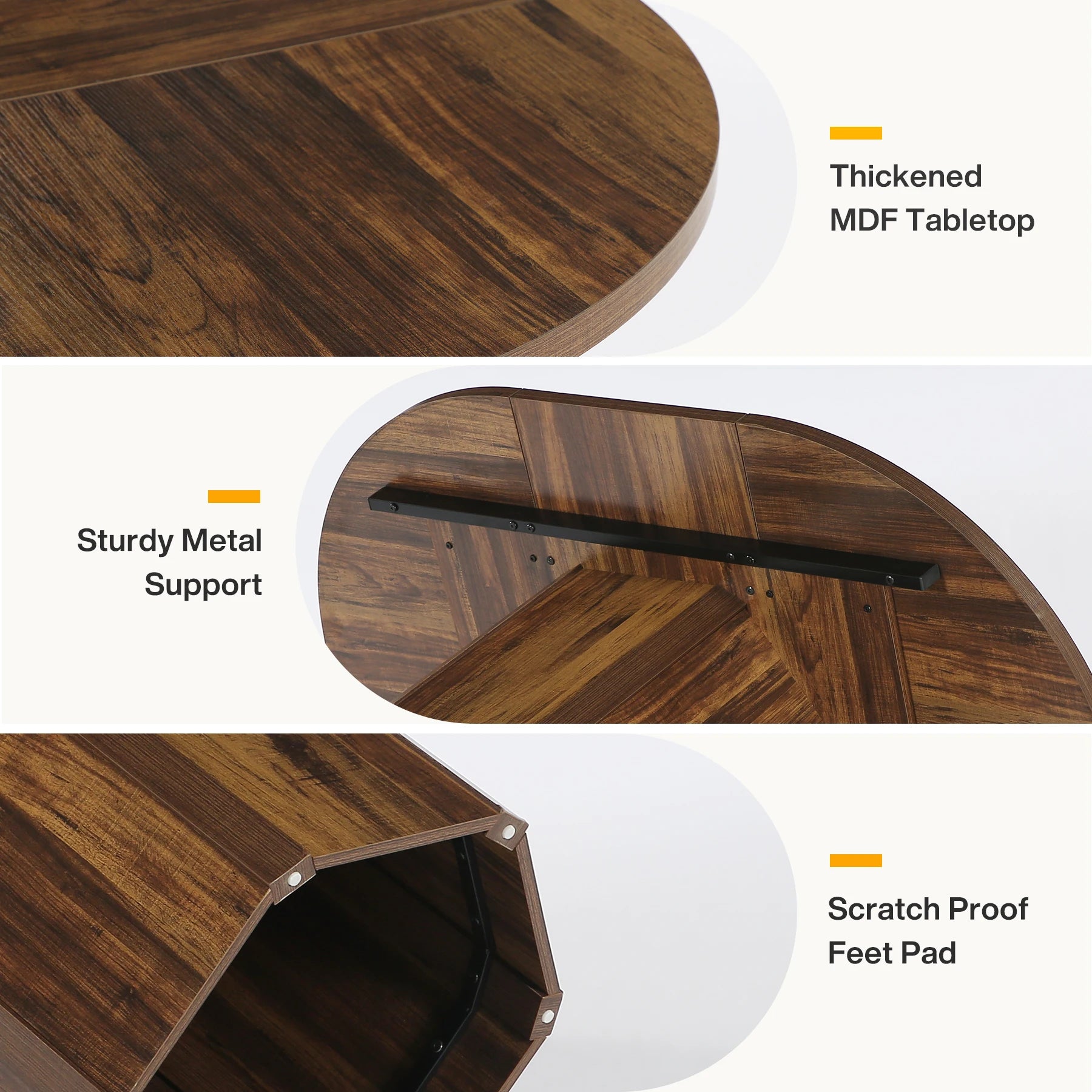 Tribesigns 55.12 inches oval dining table for 4-6 people wood kitchen rustic dinner room home furniture - brown