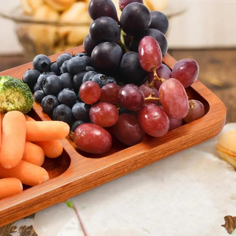Fruit tray acacia 3 grid food platters sturdy serving utensils beautiful wooden divided for birthday wedding