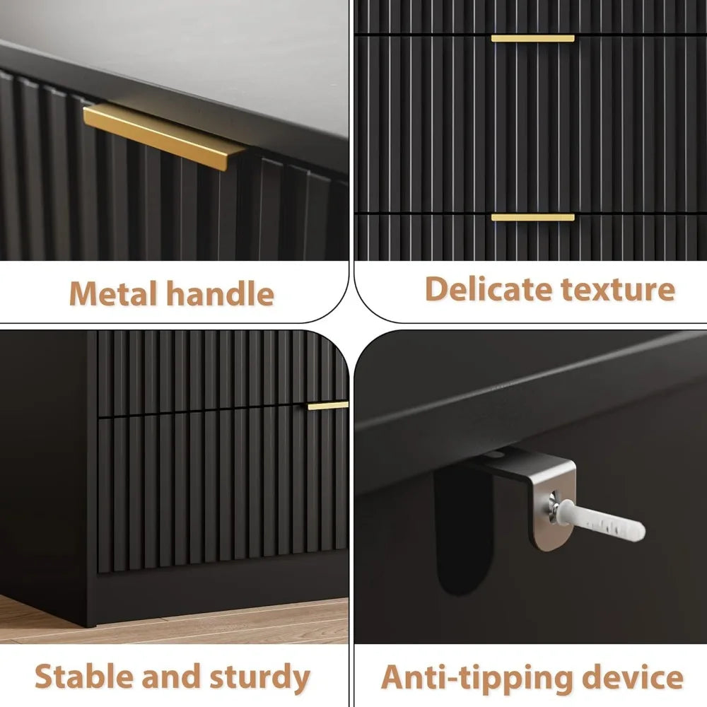 Black dresser for bedroom 9 drawer double modern chest of drawers living room entryway and closet 63’’ l