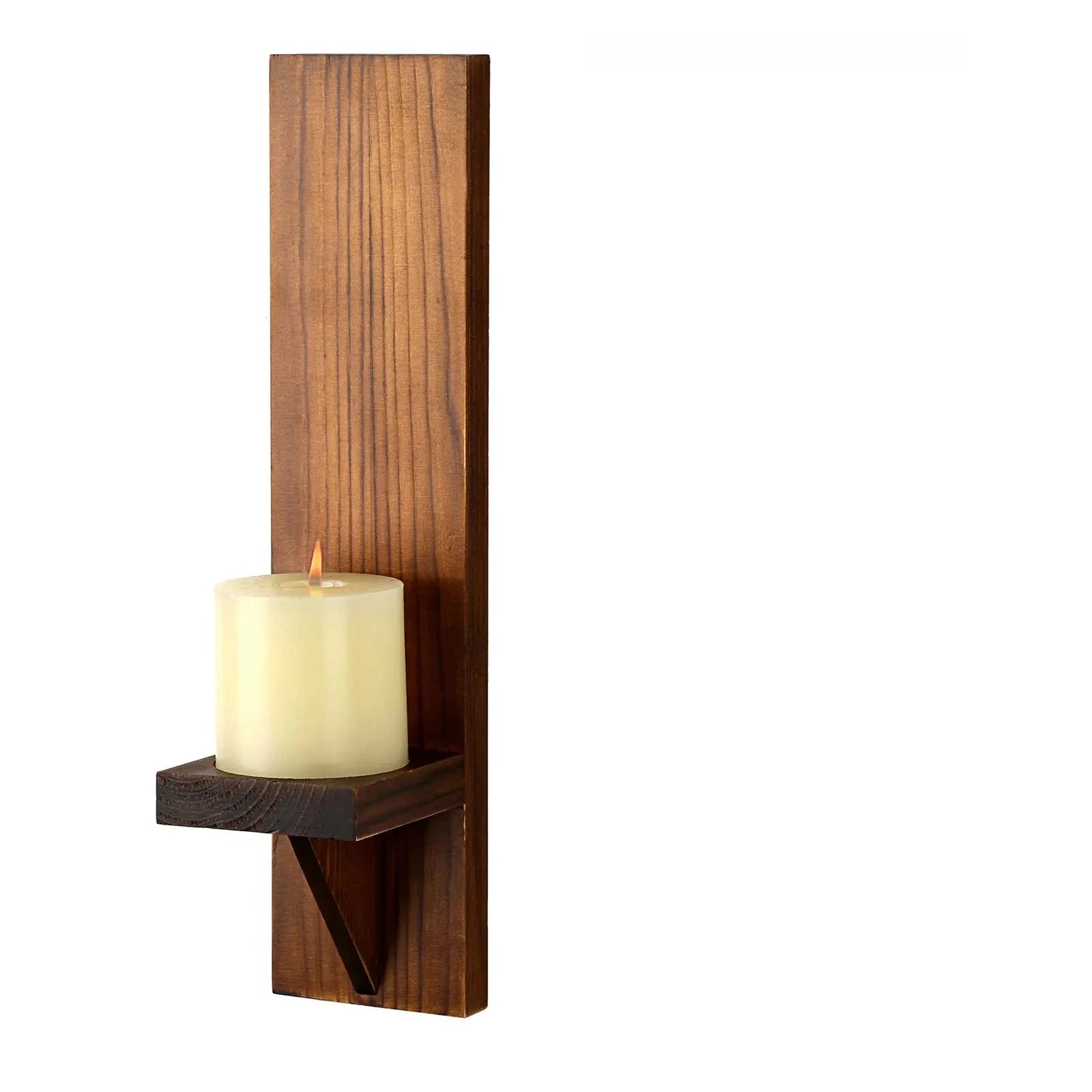 Wooden wall-mounted vase decoration stand retro corridor atmosphere candle wall home - 1pcs walnut