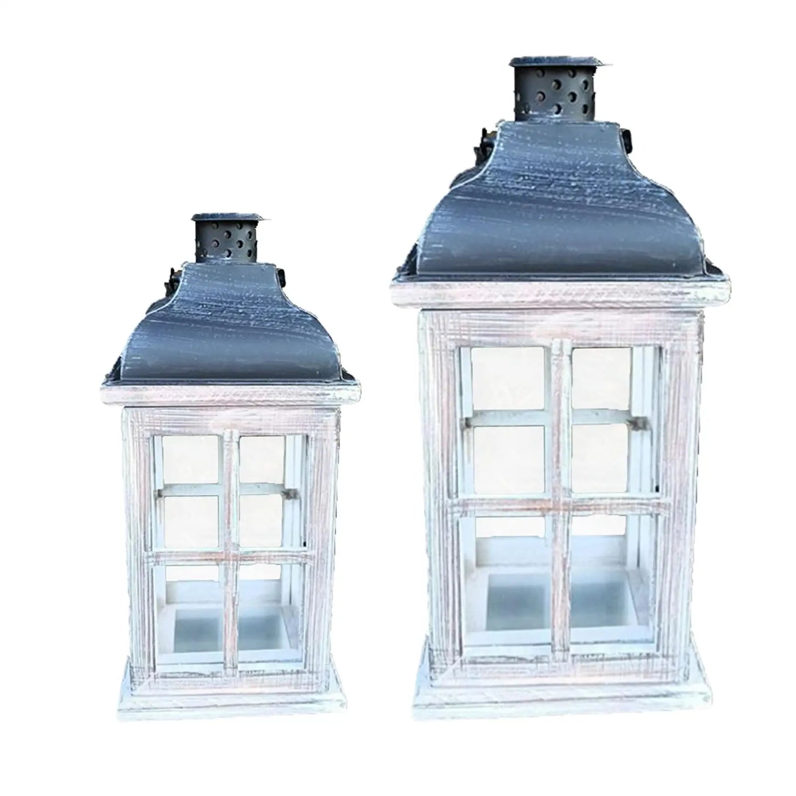 Traditional wooden lanterns candle holder wedding centerpiece white wind lantern - 28x13x13cm